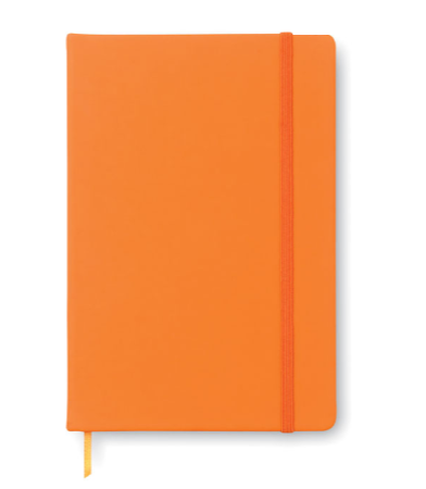 Agenda A5 portocalie coperta tare elastic si semn de carte