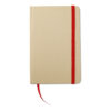 Notebook A6 material reciclat, 96 pagini albe, semn de carte si elastic cu  rosu MO7431