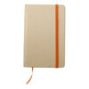 Notebook A6 material reciclat, 96 pagini albe, semn de carte si elastic cu portocaliu MO7431