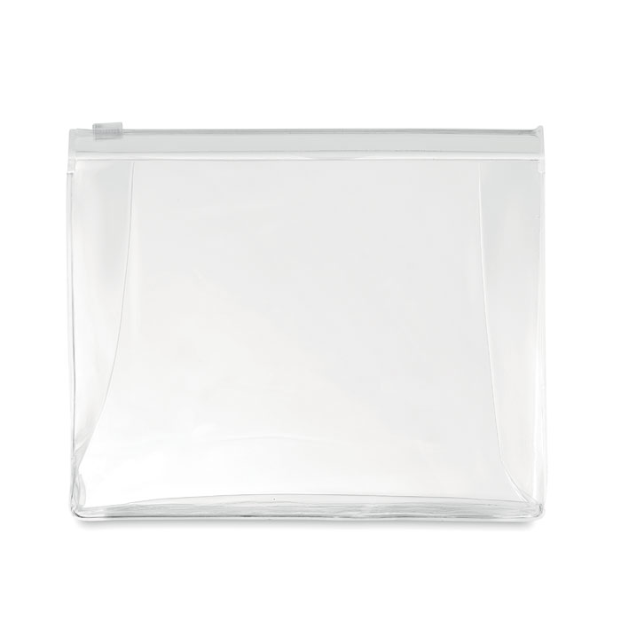 Geanta cosmetice transparenta fermoar alb MO9627