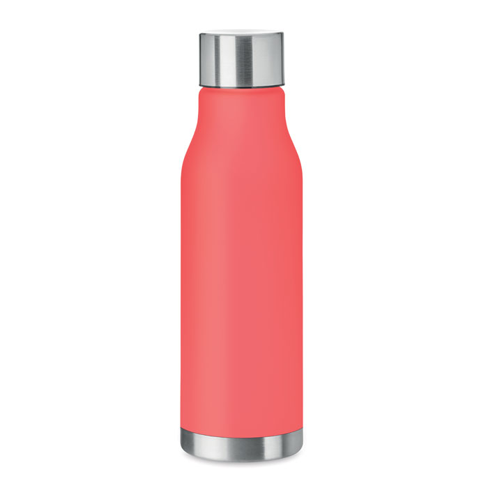 Recipient eco-friendly 600 ml rosu transparent 100% plastic reciclat finisare, cauciucata, capac din otel inoxidabil, sistem anti-scurgere, BPA free, mo6237