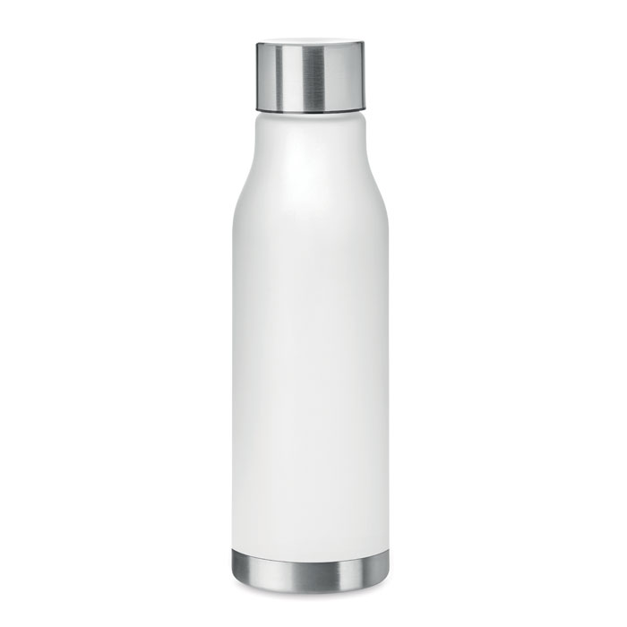 Recipient eco-friendly 600 ml alb transparent 100% plastic reciclat finisare, cauciucata, capac din otel inoxidabil, sistem anti-scurgere, BPA free, mo6237 Glacier pet