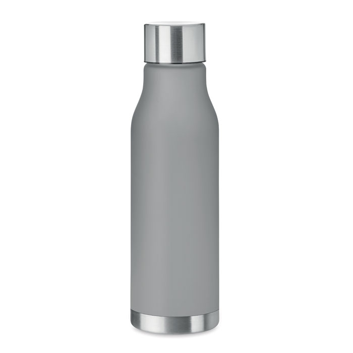 Recipient eco-friendly 600 ml transparent grey 100% plastic reciclat finisare, cauciucata, capac din otel inoxidabil, sistem anti-scurgere, BPA free, mo6237 Glacier pet