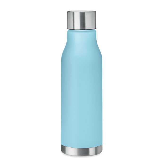 Recipient eco-friendly 600 ml transparent light blue 100% plastic reciclat finisare, cauciucata, capac din otel inoxidabil, sistem anti-scurgere, BPA free, mo6237 Glacier pet
